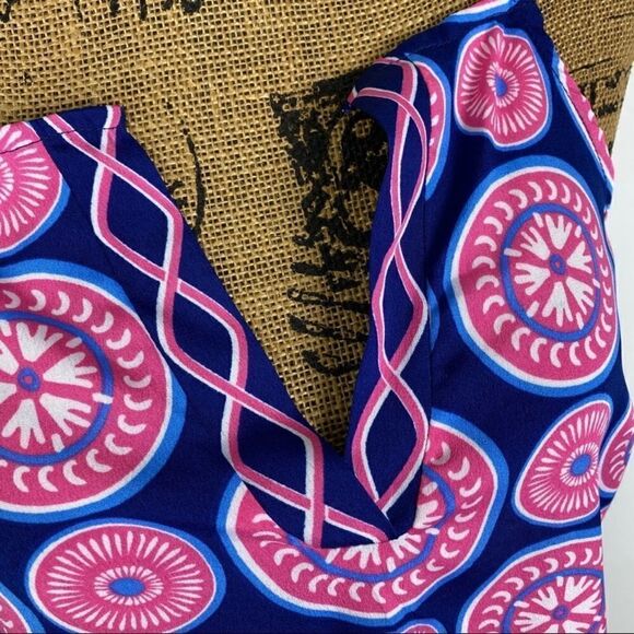 Mud Pie Waverly Pinwheel Print Racer Back Tank Top Blue Pink Small - Picture 5 of 11